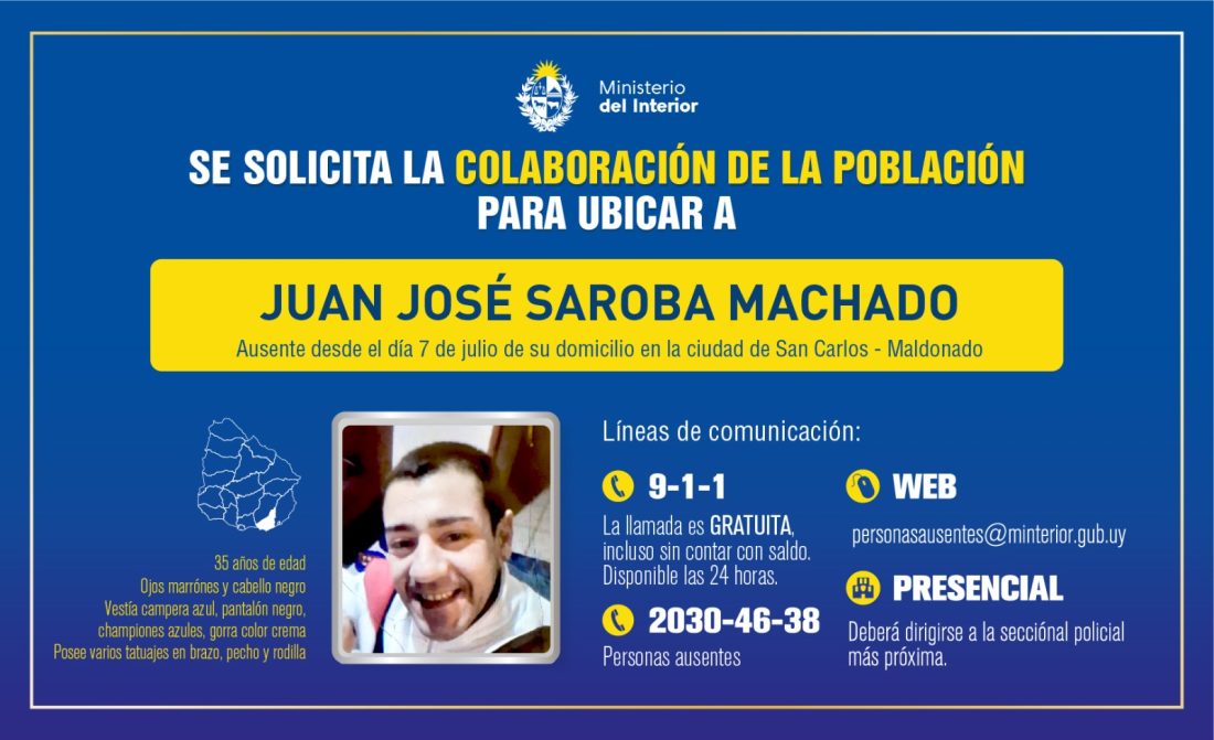 Buscan a un hombre ausente de su casa en San Carlos