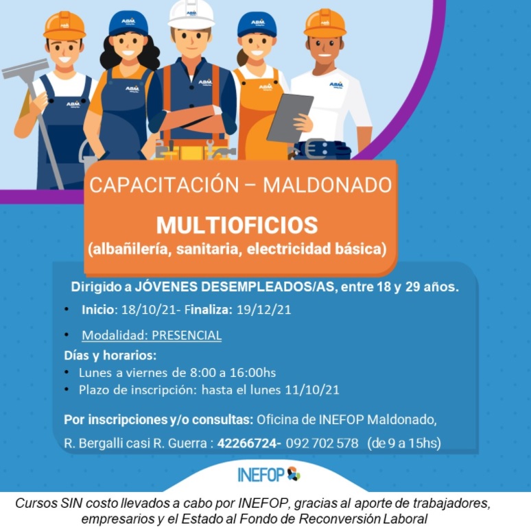 INEFOP ofrece capacitación en multioficios para jóvenes desempleados