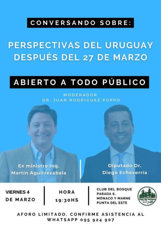 Diputado Echeverría encabeza la charla “Perspectivas del Uruguay después del 27 de Marzo”