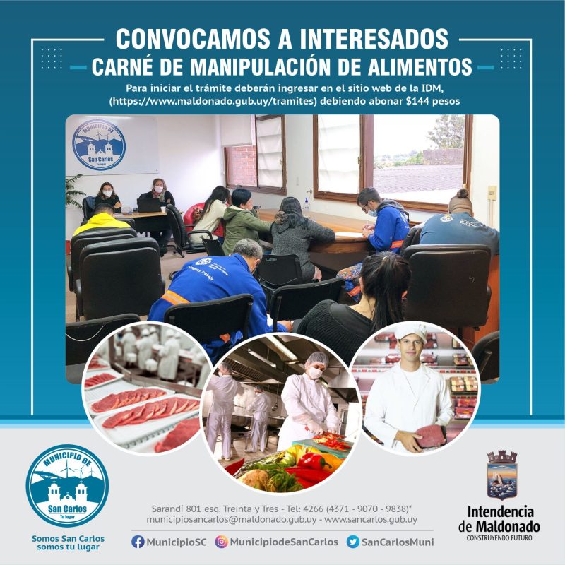 Convocan a interesados en obtener carné de manipulación de alimentos en San Carlos