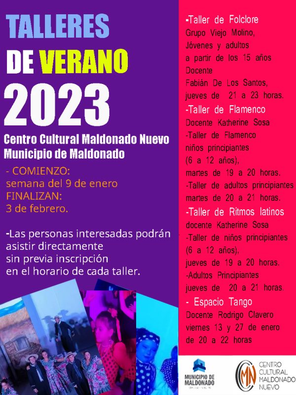 Desde el 9 de enero Talleres de verano en el Centro Cultural Maldonado Nuevo