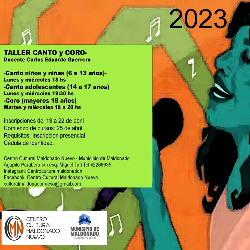 Inscripciones para el taller de canto y coro en el Centro Cultural Maldonado Nuevo