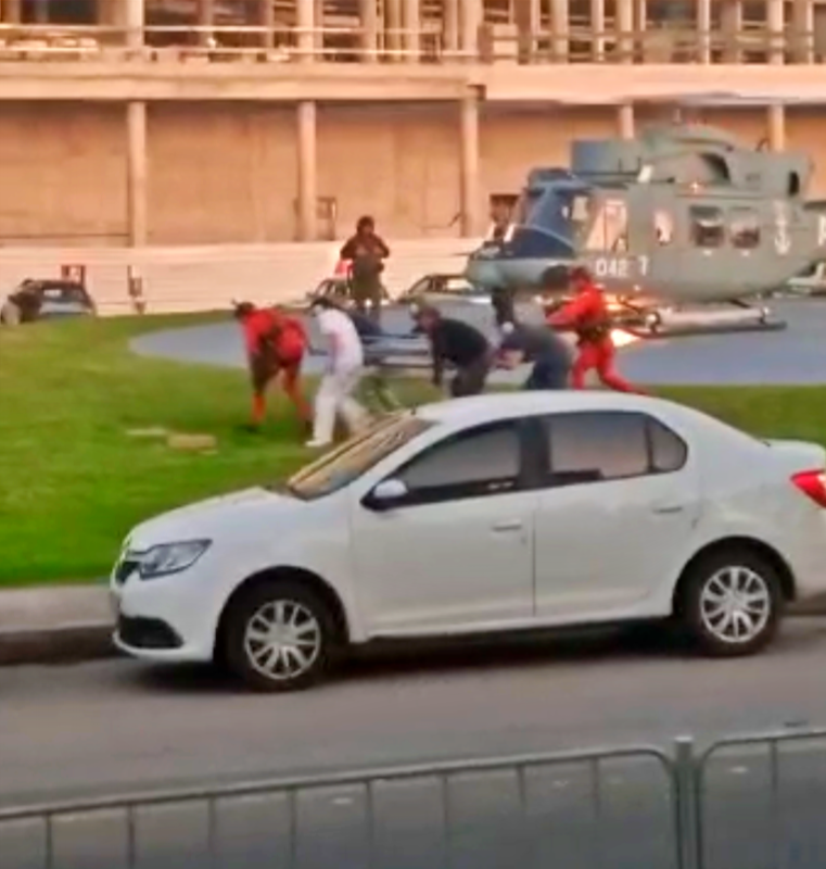 Un hombre fue trasladado de urgencia en helicóptero al Sanatorio Mautone