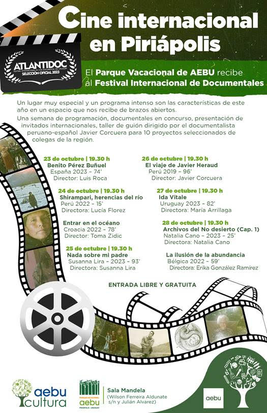Hoy comienza el Festival Internacional de Cine Documental Atlantidoc en el Parque Vacacional de AEBU en Piriápolis