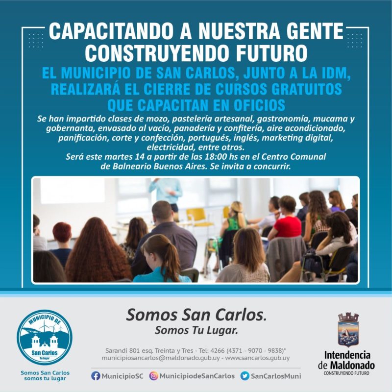 El Municipio de San Carlos cierra los cursos gratuitos que capacitan en oficios