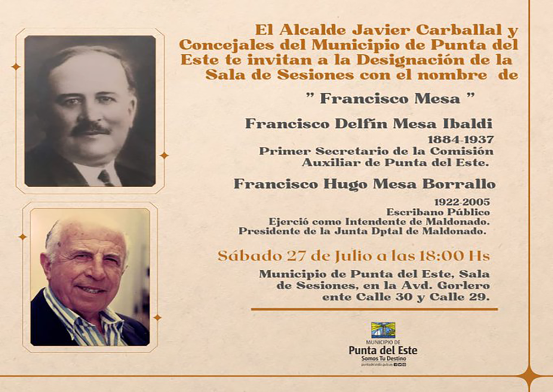 Sala de sesiones del Municipio de Punta del Este lleva el nombre de Francisco Mesa