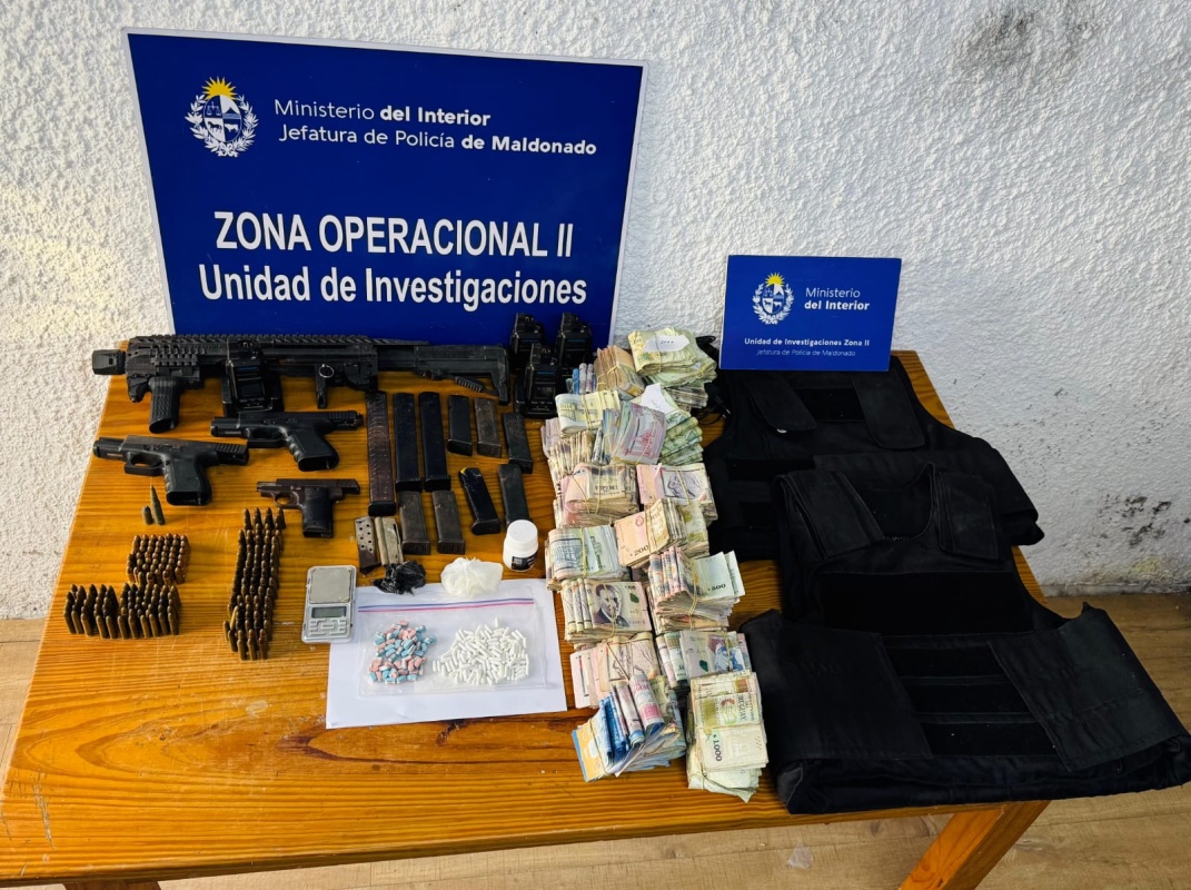 Importante operativo en Maldonado Nuevo: incautan armas, drogas y dinero