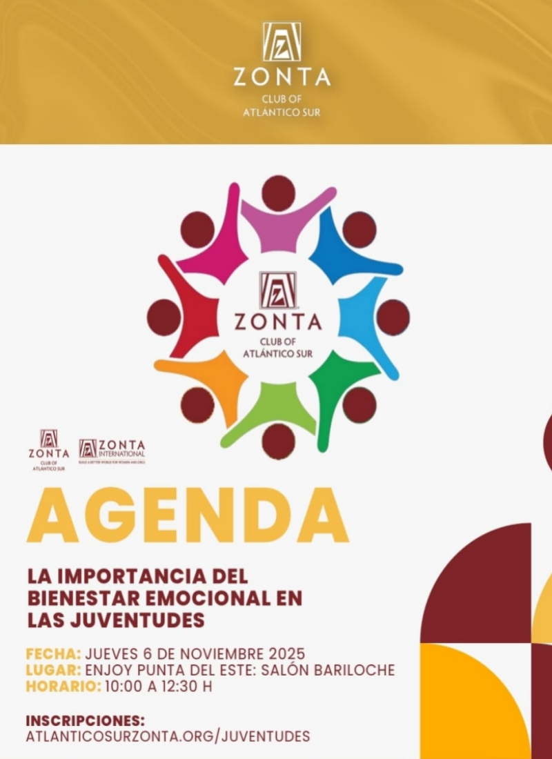 Zonta Atlántico Sur impulsa tres jornadas sobre salud mental, bienestar emocional y prevención del suicidio en Maldonado