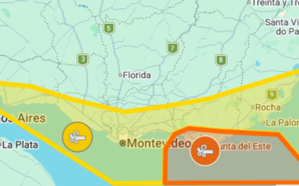 Alerta naranja por vientos fuertes: rachas podrían superar los 90 km/h en Maldonado